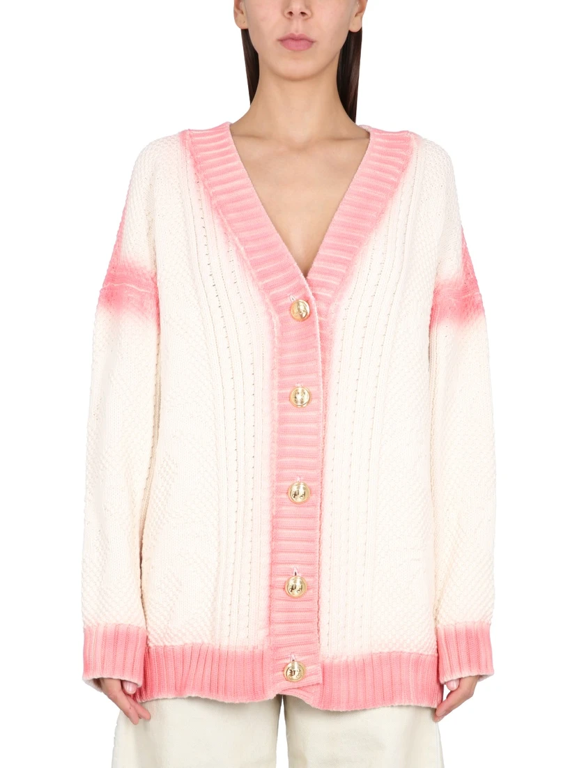 PATENT LEATHER EFFECT PALM CARDIGAN