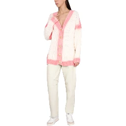 PATENT LEATHER EFFECT PALM CARDIGAN