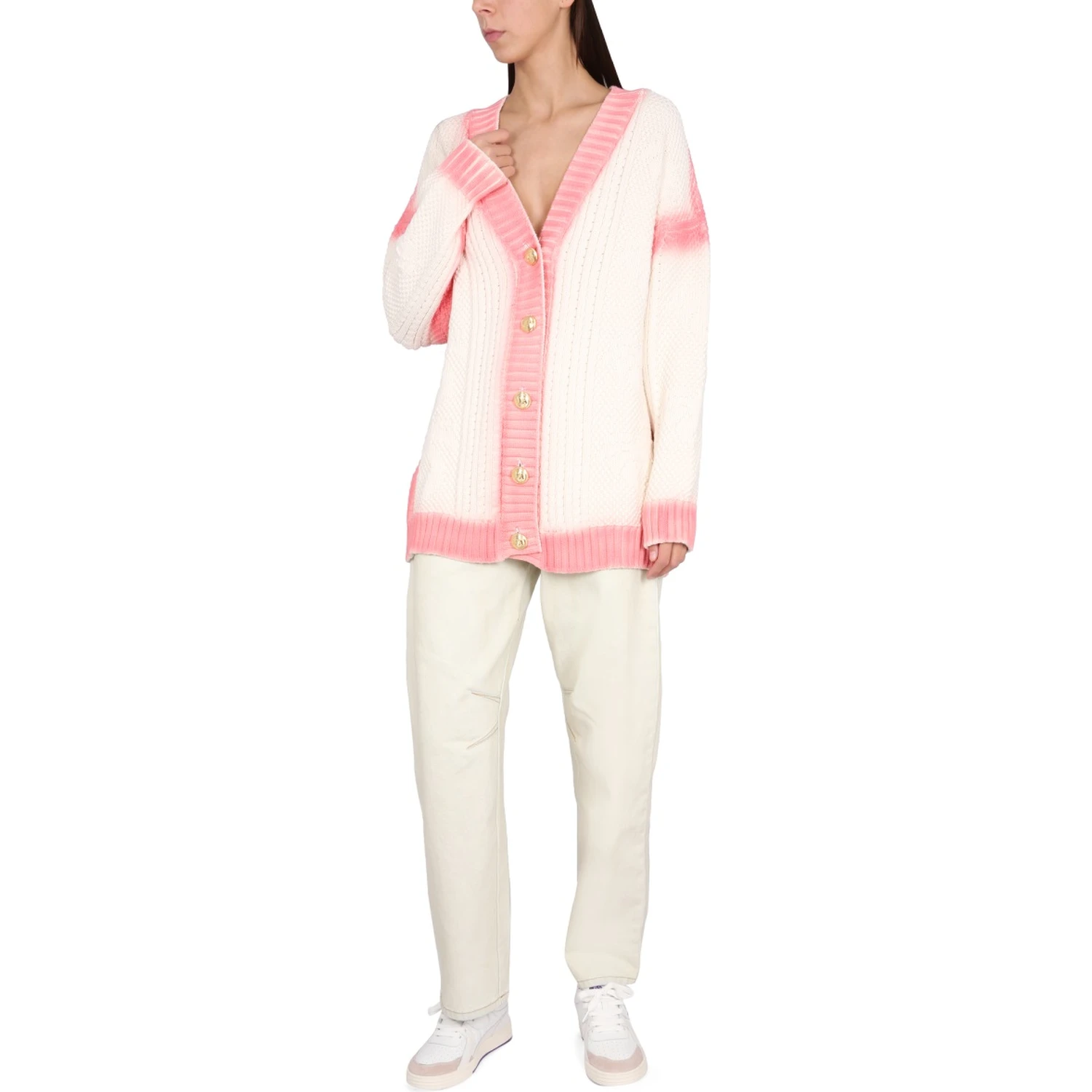 PATENT LEATHER EFFECT PALM CARDIGAN