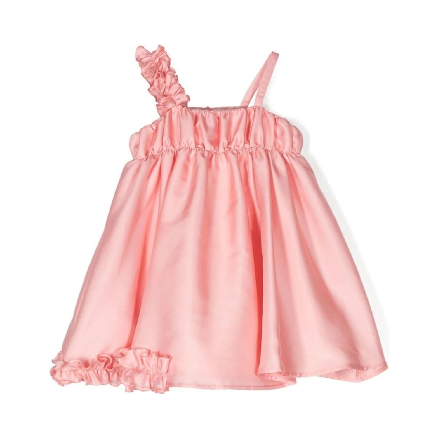 ruffled satin dress