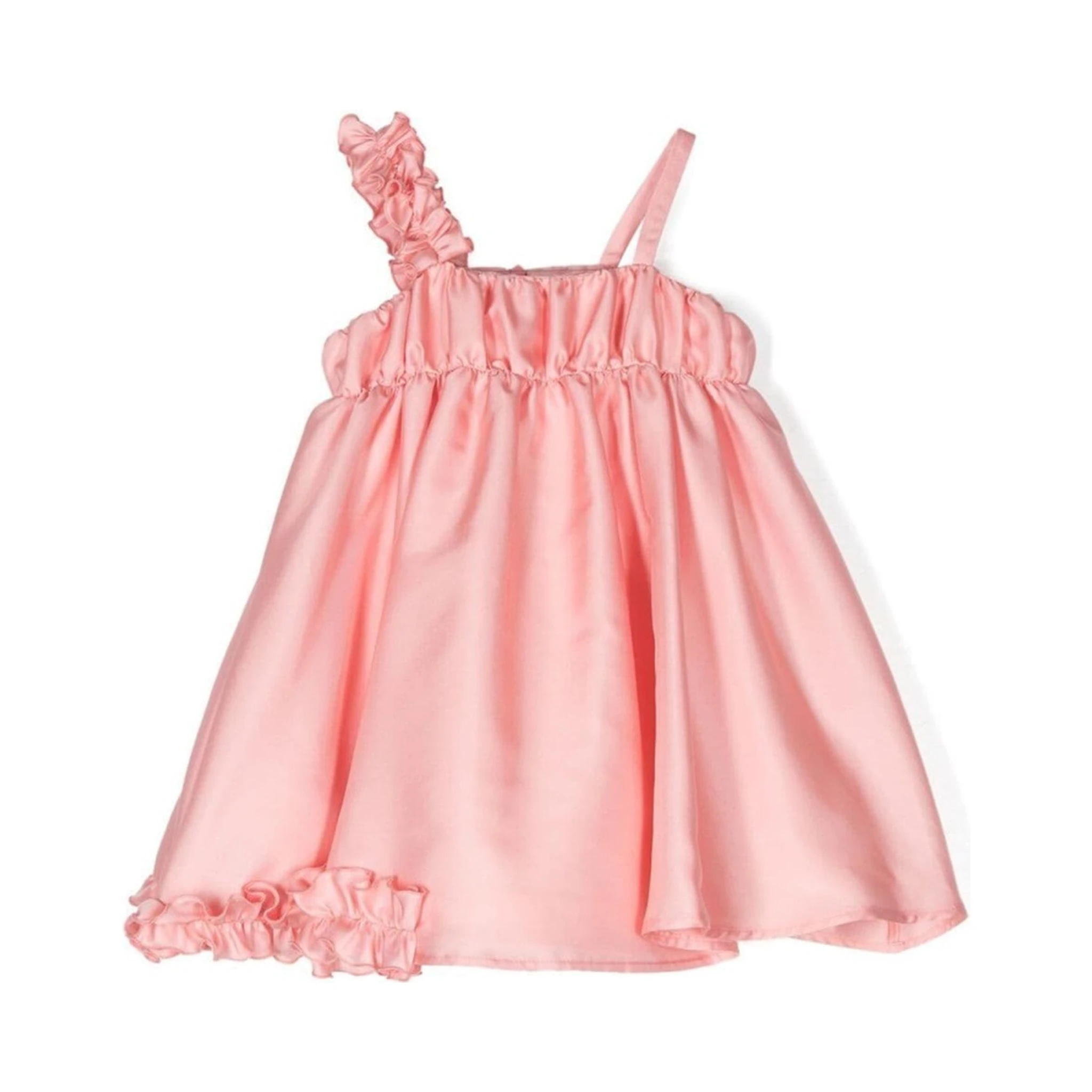 ruffled satin dress