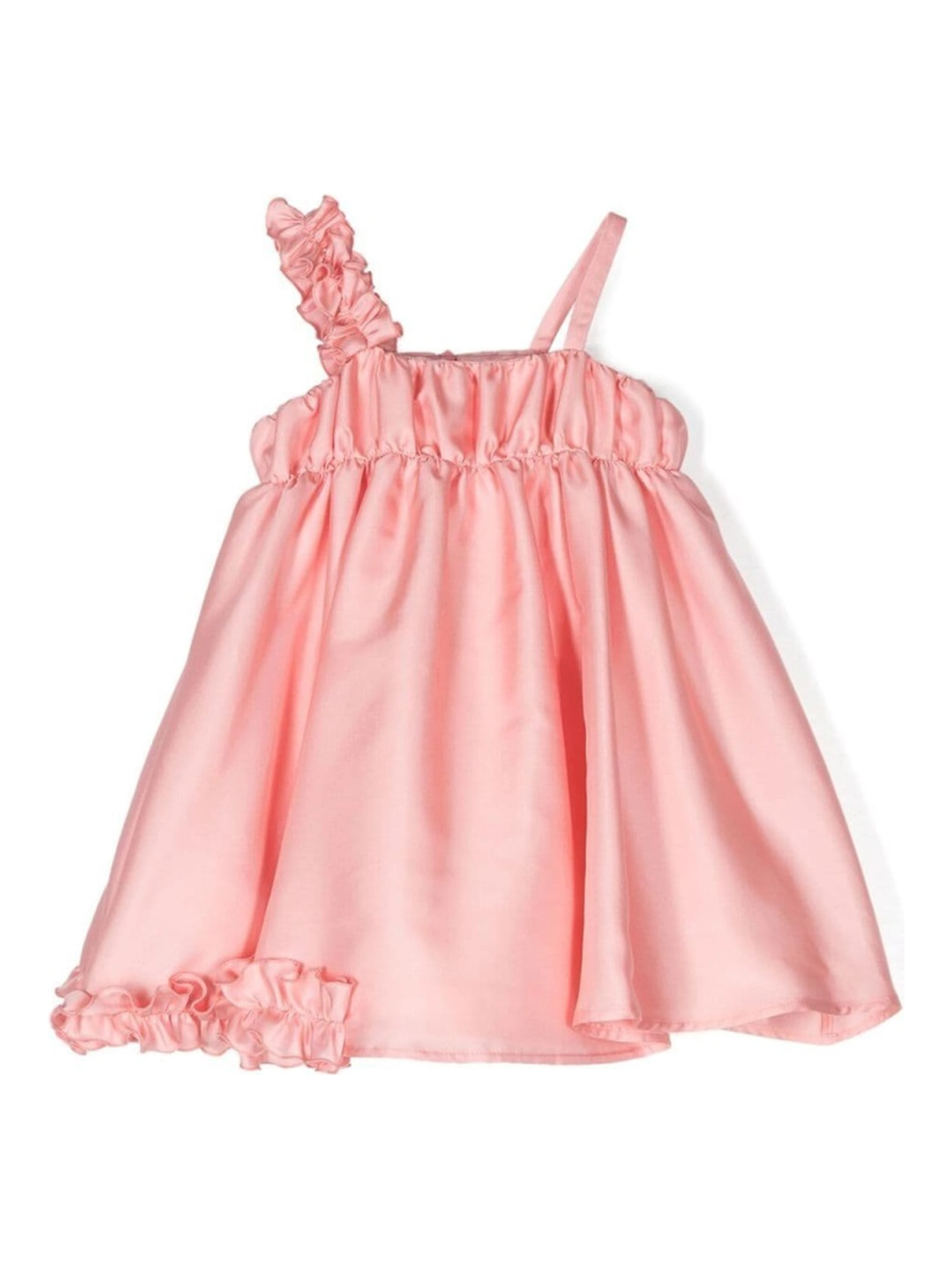 ruffled satin dress