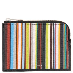 SIGNATURE STRIPE ZIPPER WALLET