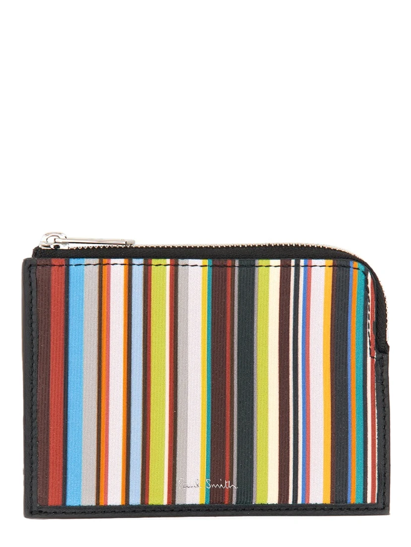SIGNATURE STRIPE ZIPPER WALLET