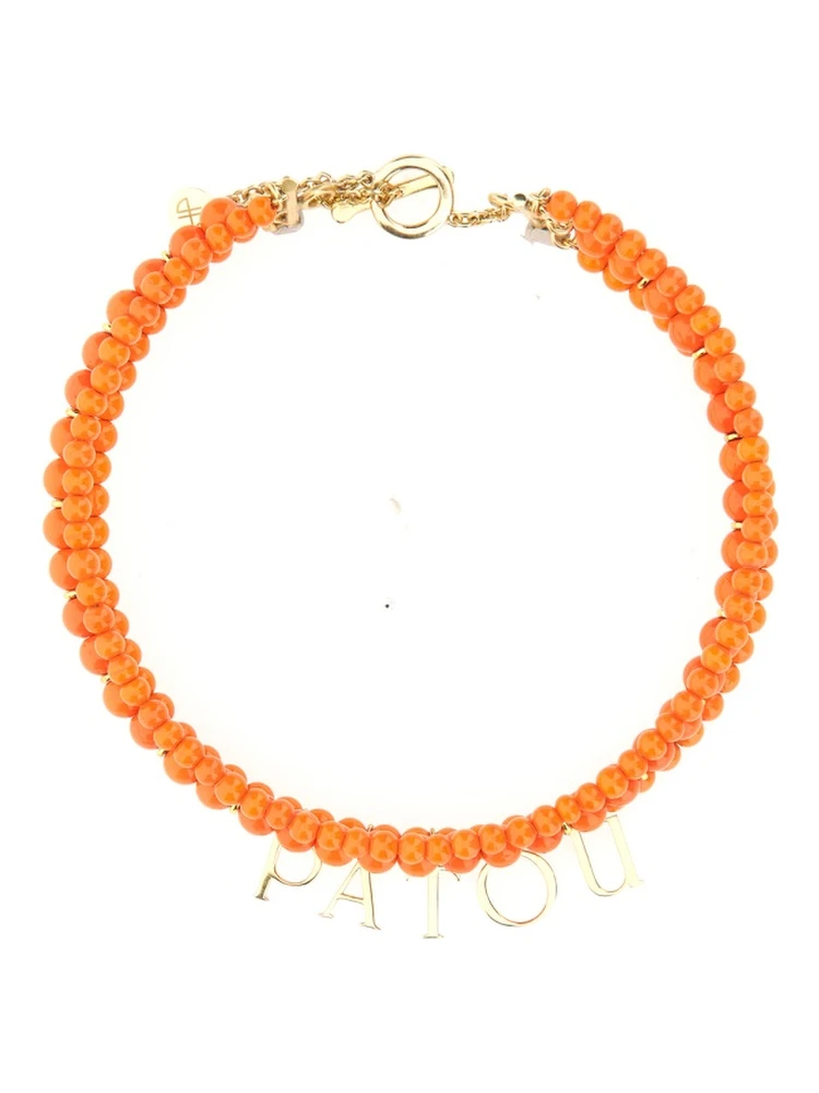 GLASS AND BRASS BEAD NECKLACE