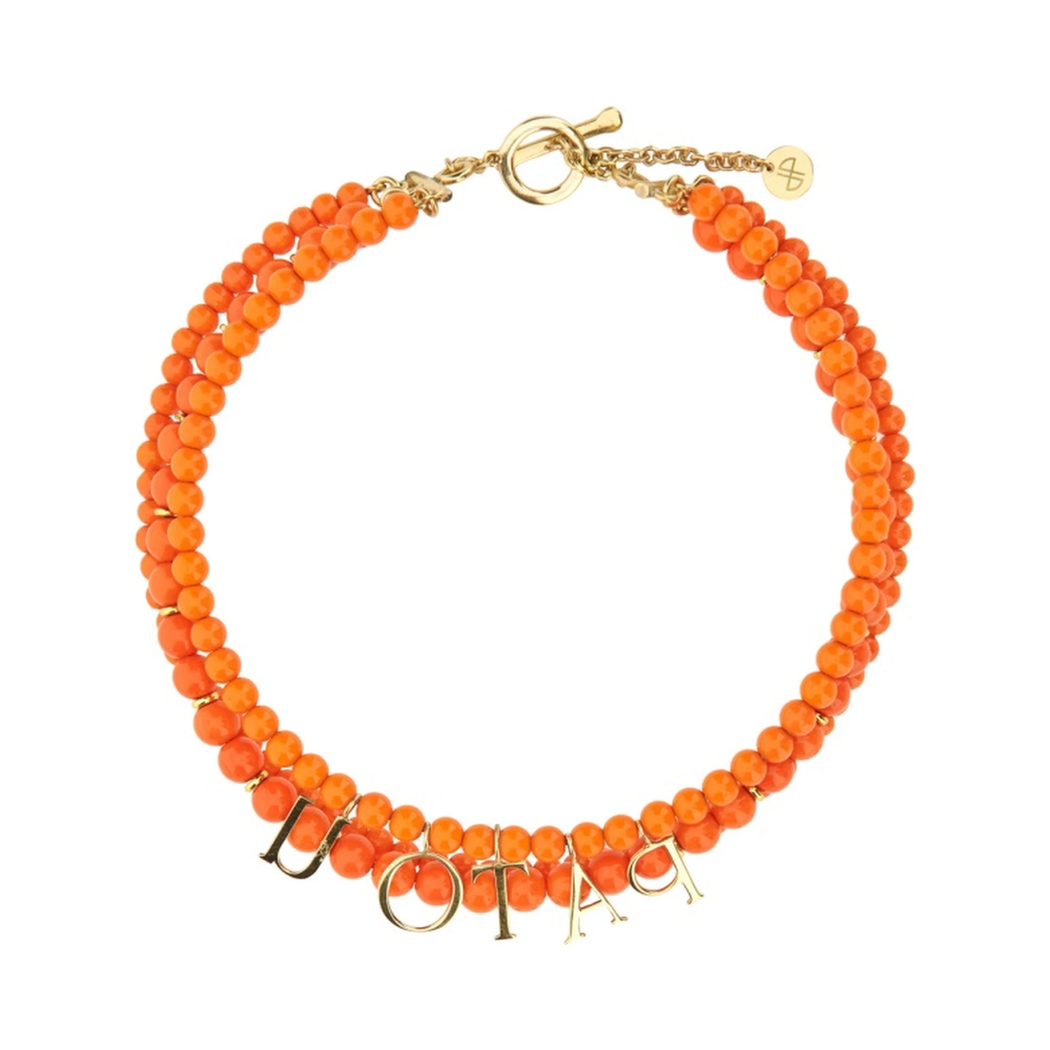 GLASS AND BRASS BEAD NECKLACE