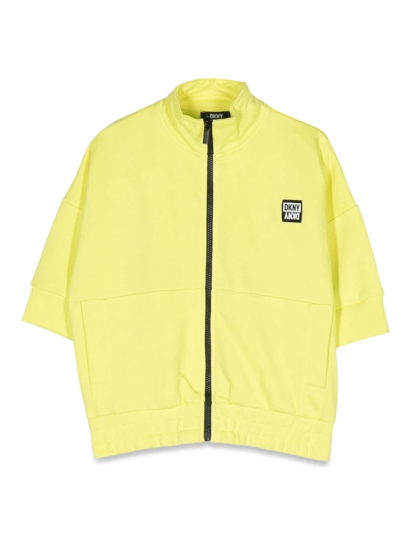 zippered short sleeve cardigan