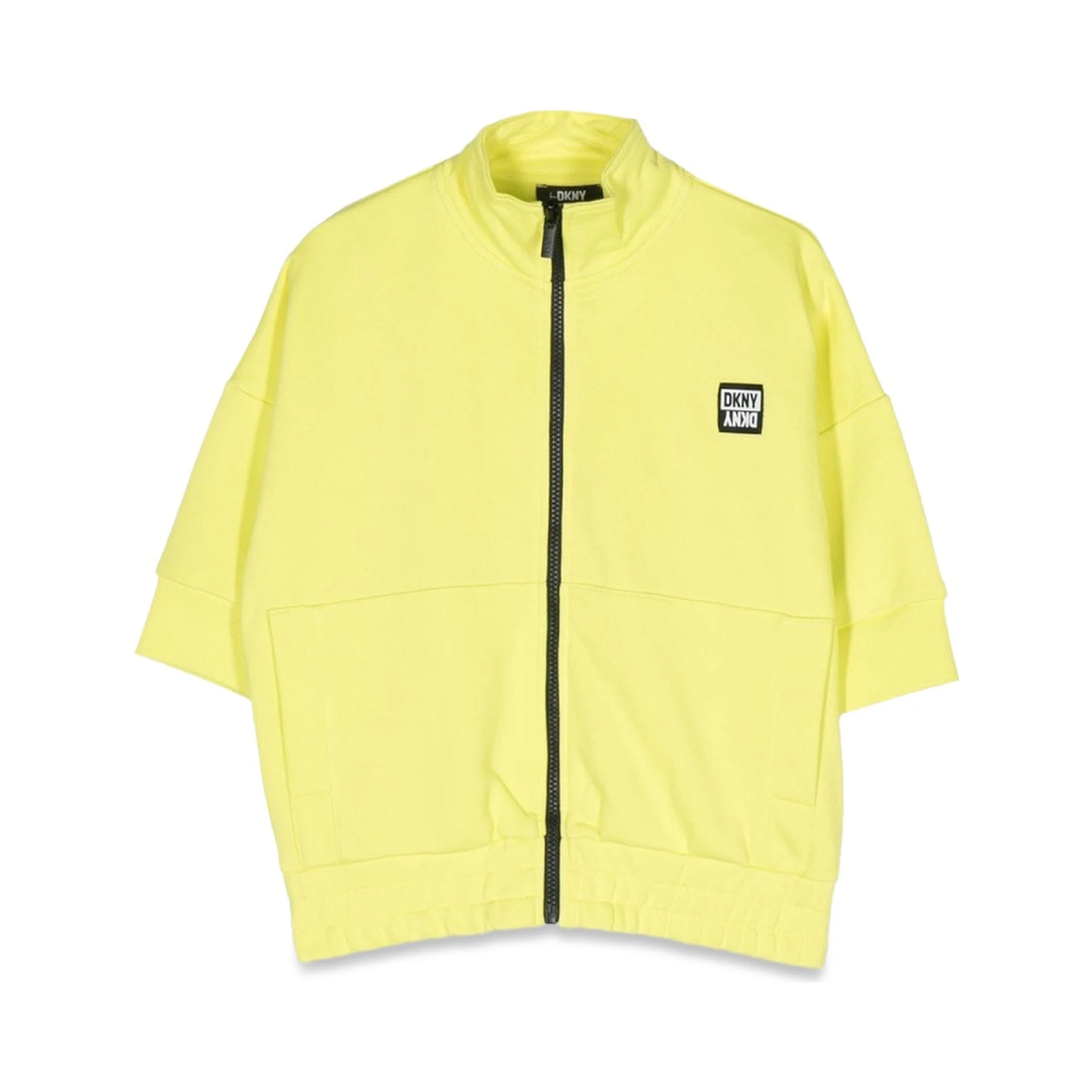 zippered short sleeve cardigan