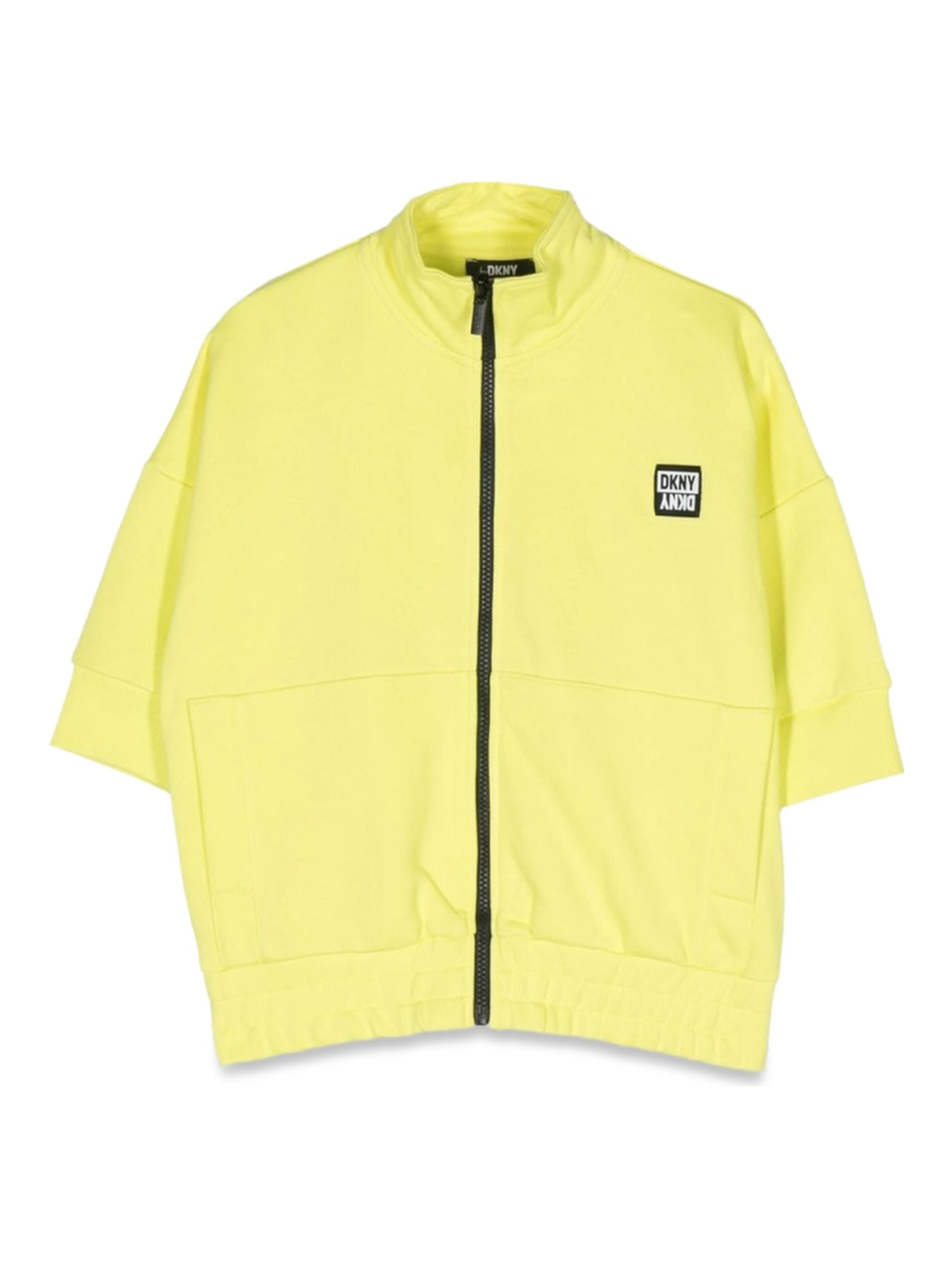 zippered short sleeve cardigan