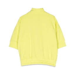 zippered short sleeve cardigan