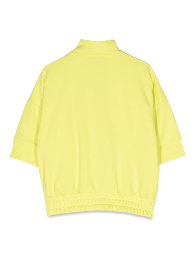 zippered short sleeve cardigan