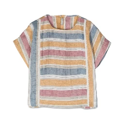 striped short sleeve blouse