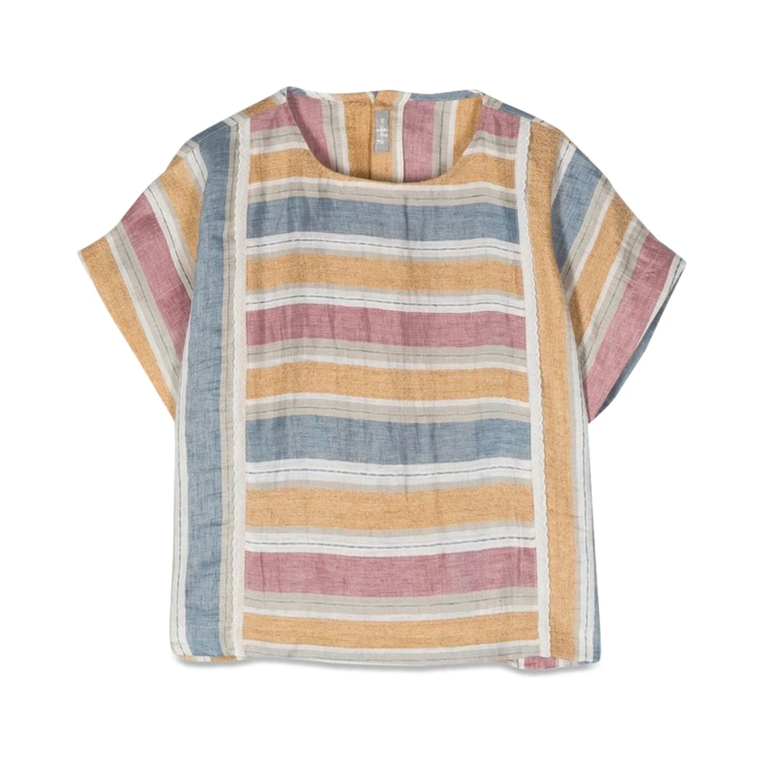 striped short sleeve blouse