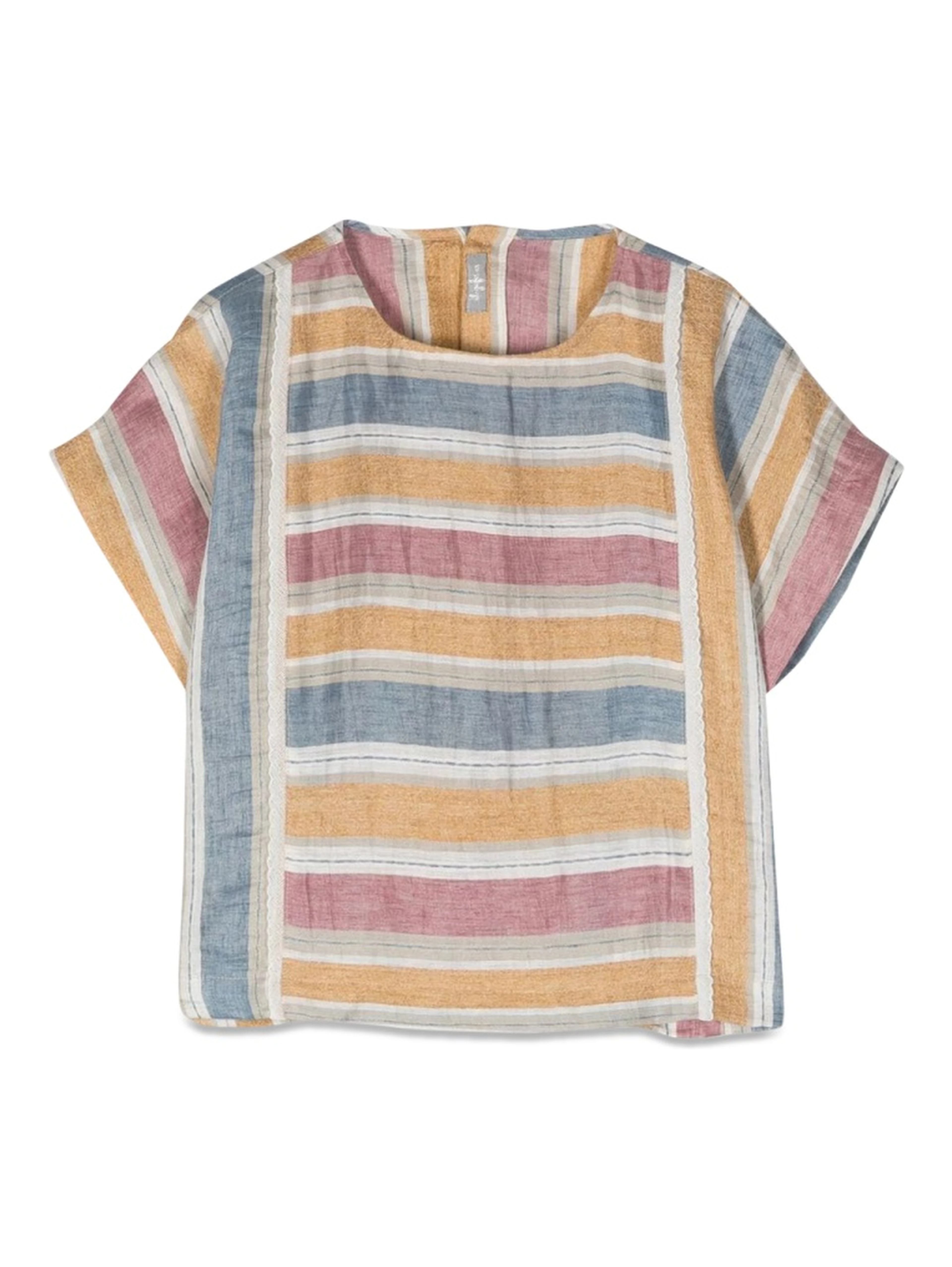 striped short sleeve blouse