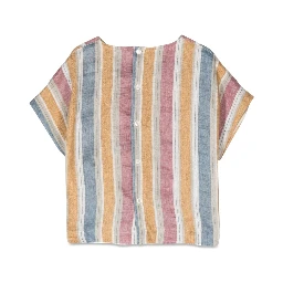 striped short sleeve blouse