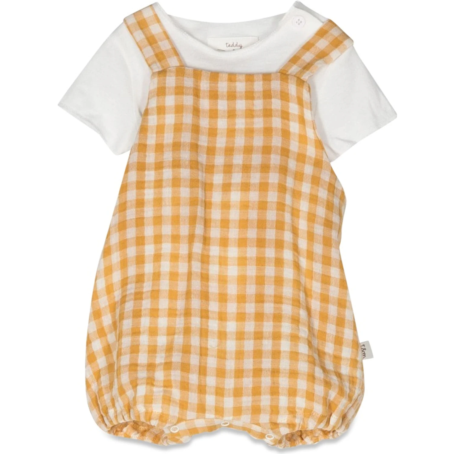 checkered romper with t-shirt