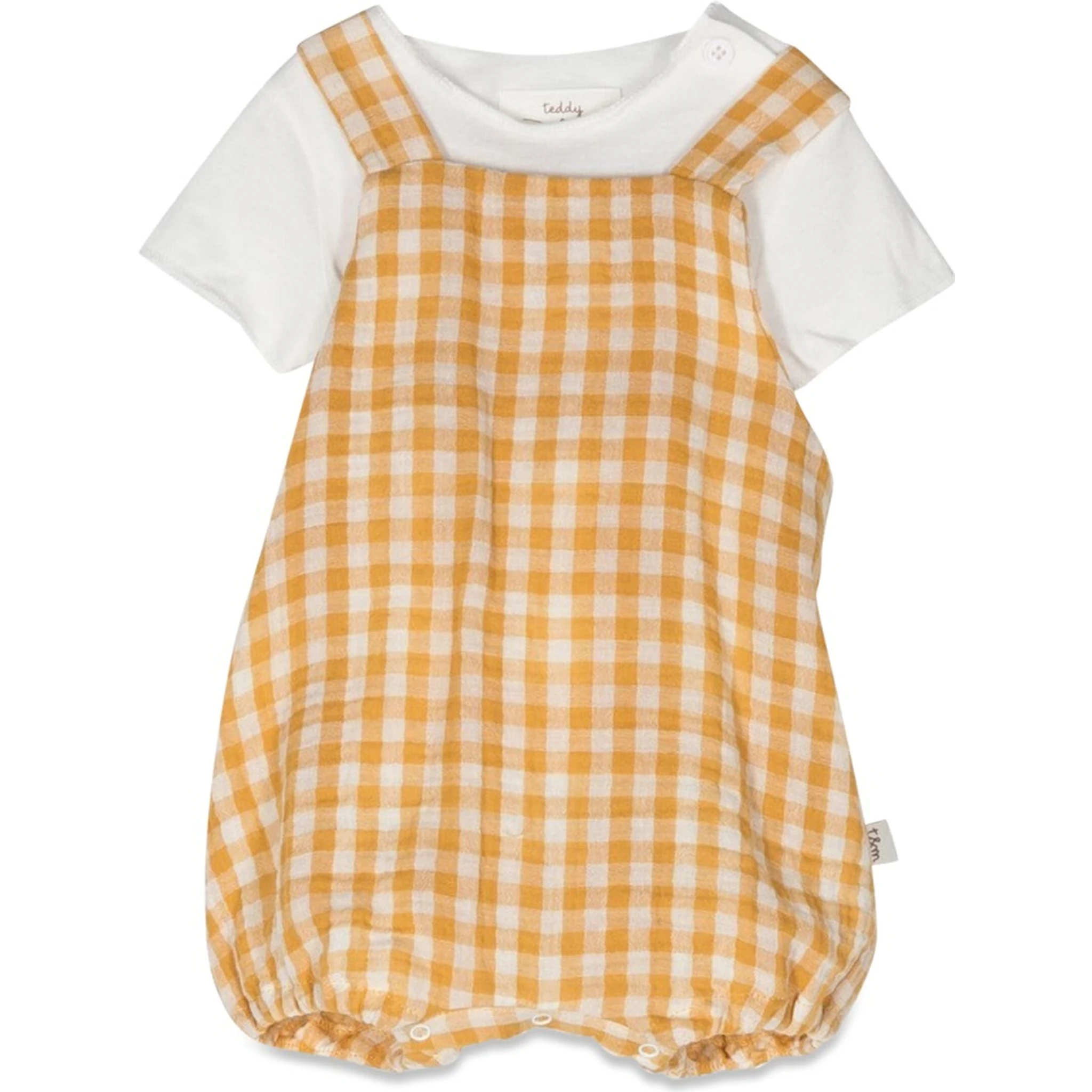 checkered romper with t-shirt