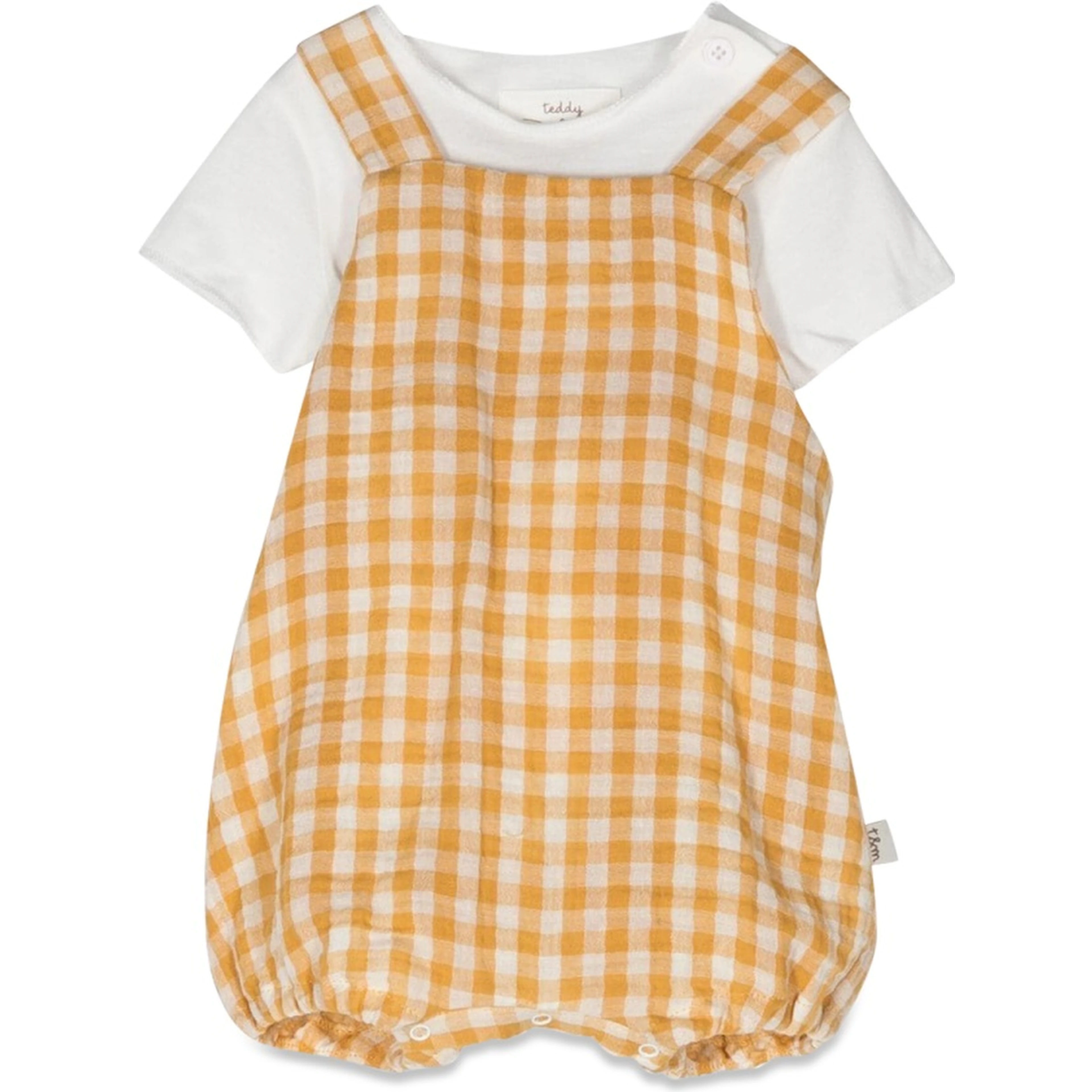 checkered romper with t-shirt
