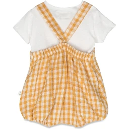 checkered romper with t-shirt