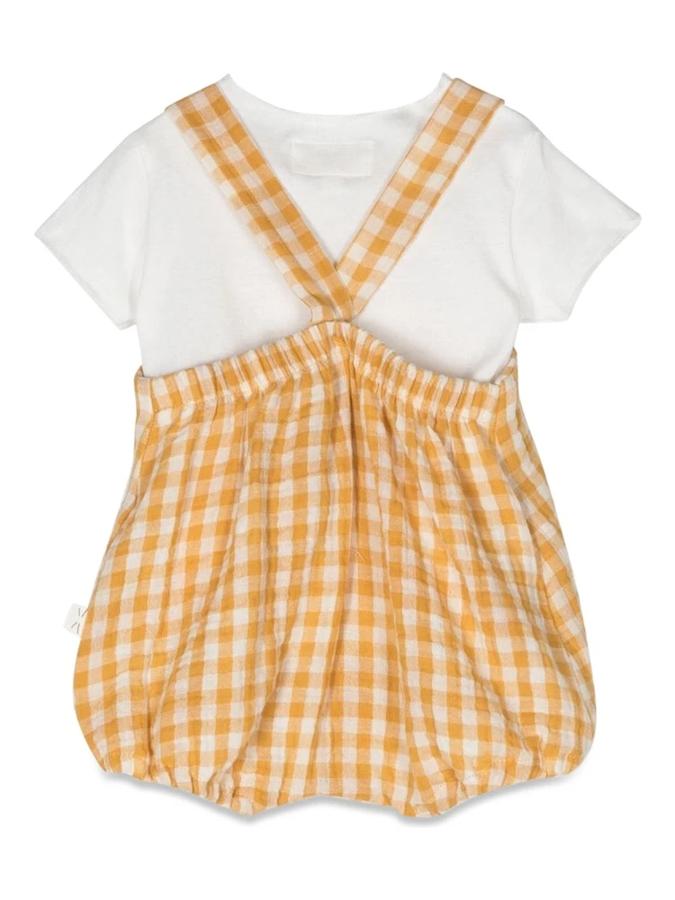 checkered romper with t-shirt alternative