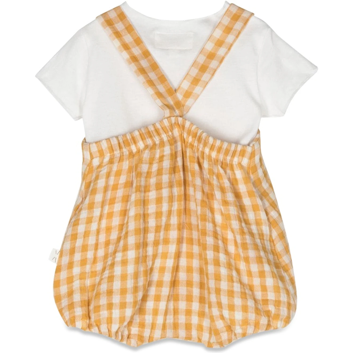 checkered romper with t-shirt