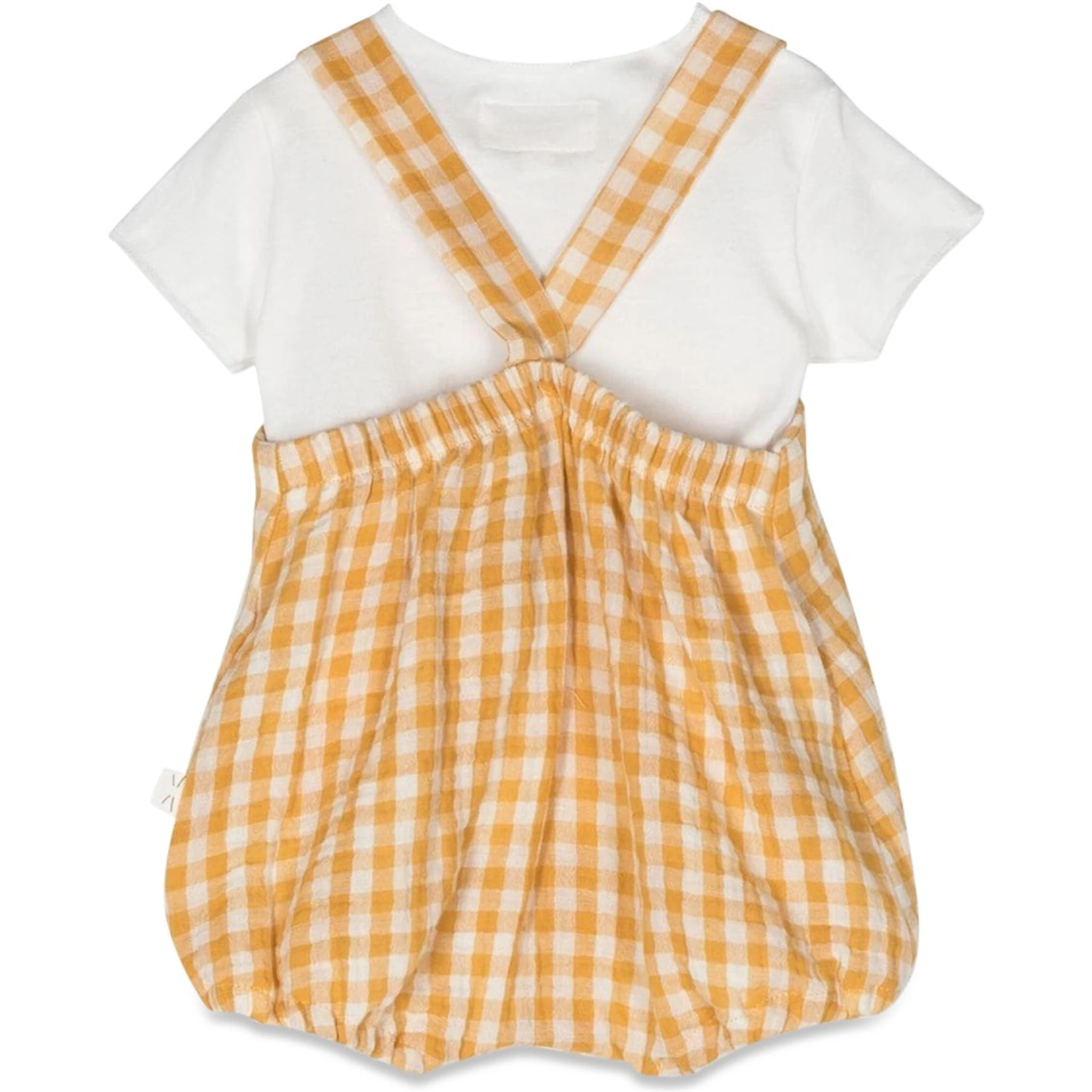 checkered romper with t-shirt