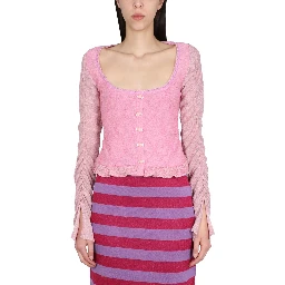 CARDIGAN WITH RUFFLED SLEEVE