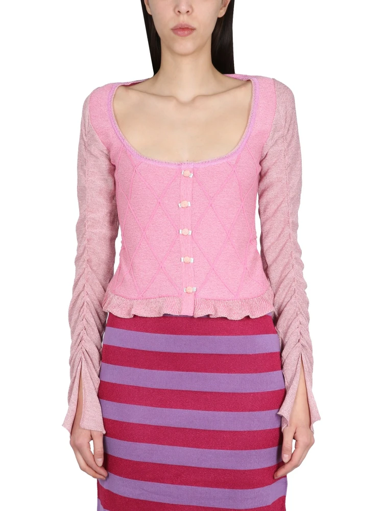 CARDIGAN WITH RUFFLED SLEEVE