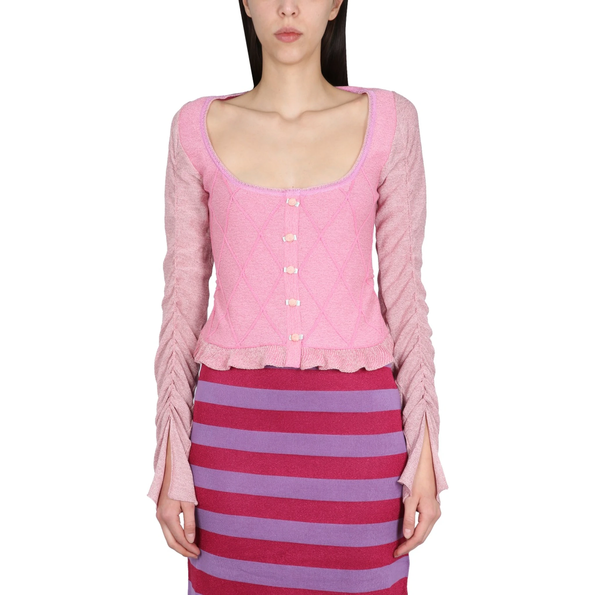 CARDIGAN WITH RUFFLED SLEEVE