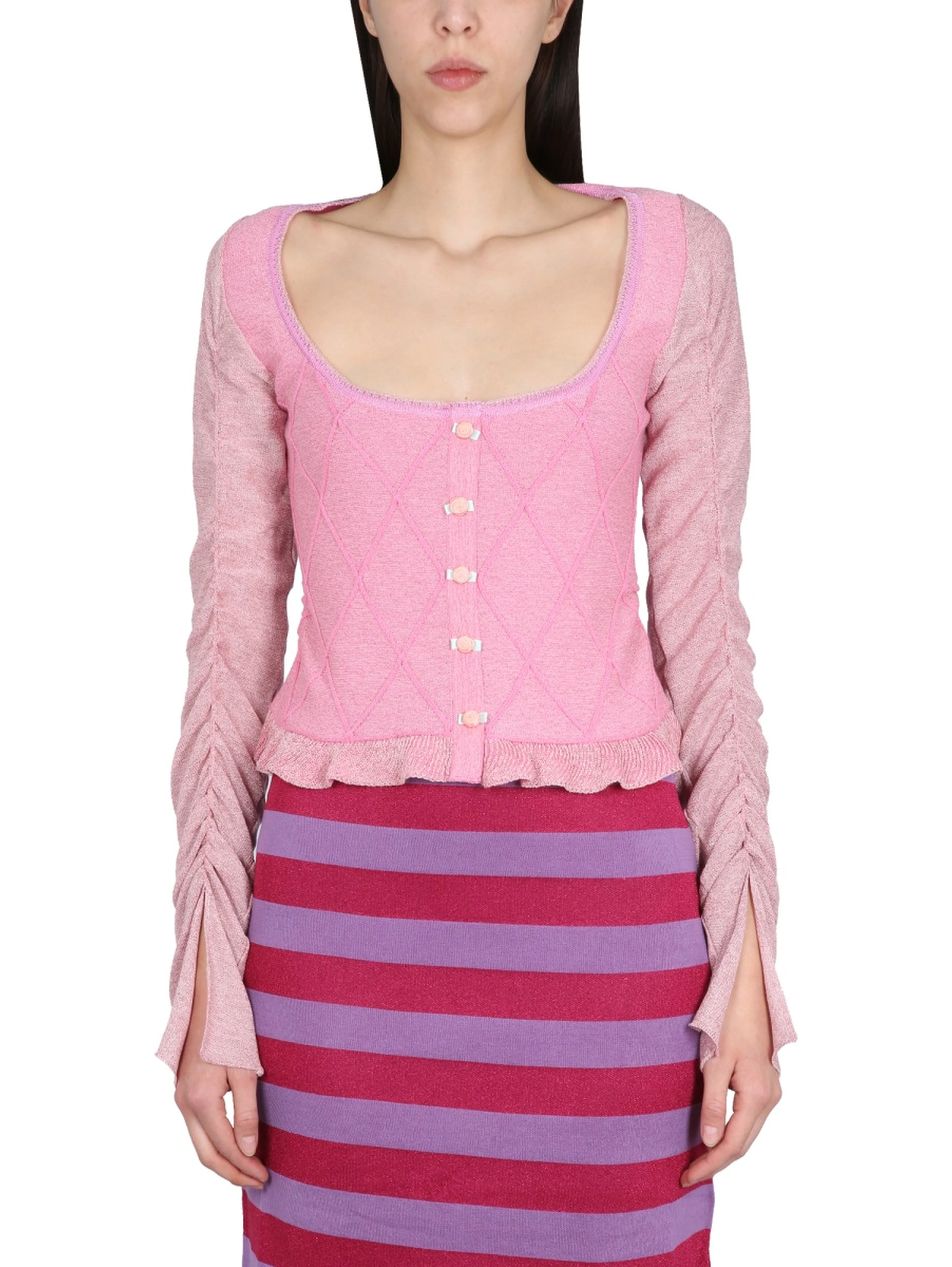 CARDIGAN WITH RUFFLED SLEEVE