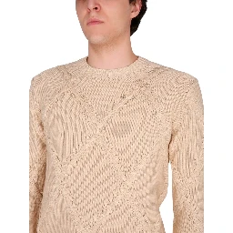 COTTON CABLE STITCH CREW NECK SWEATER
