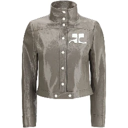 Gray Cotton Full-Length Jacket