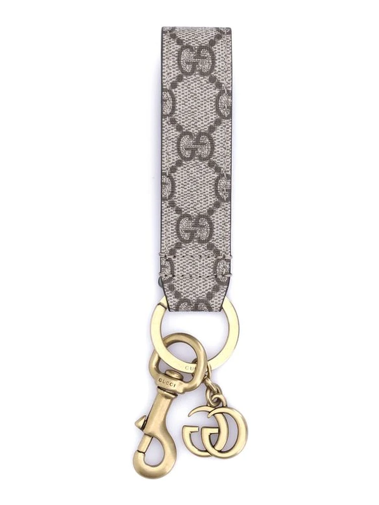 Beige Fabric Keychain