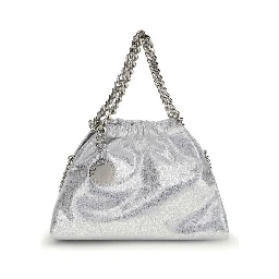 Silver Polyester Shoulder Bag