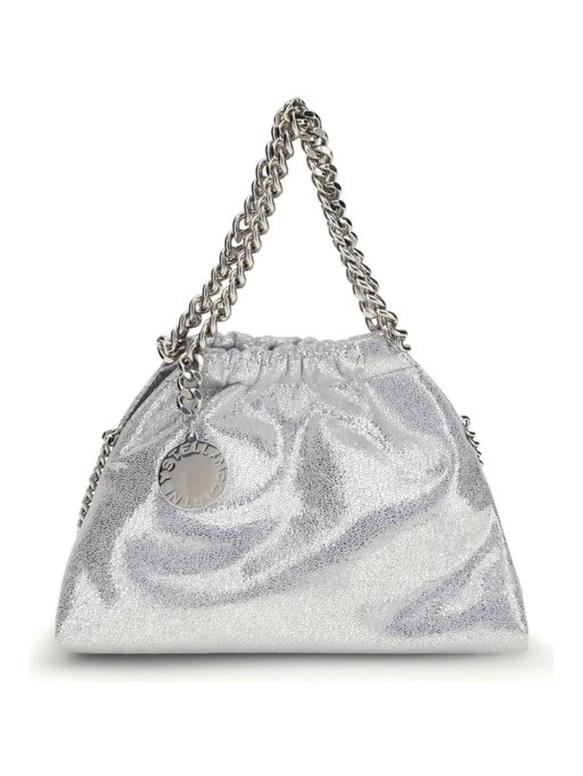 Silver Polyester Shoulder Bag