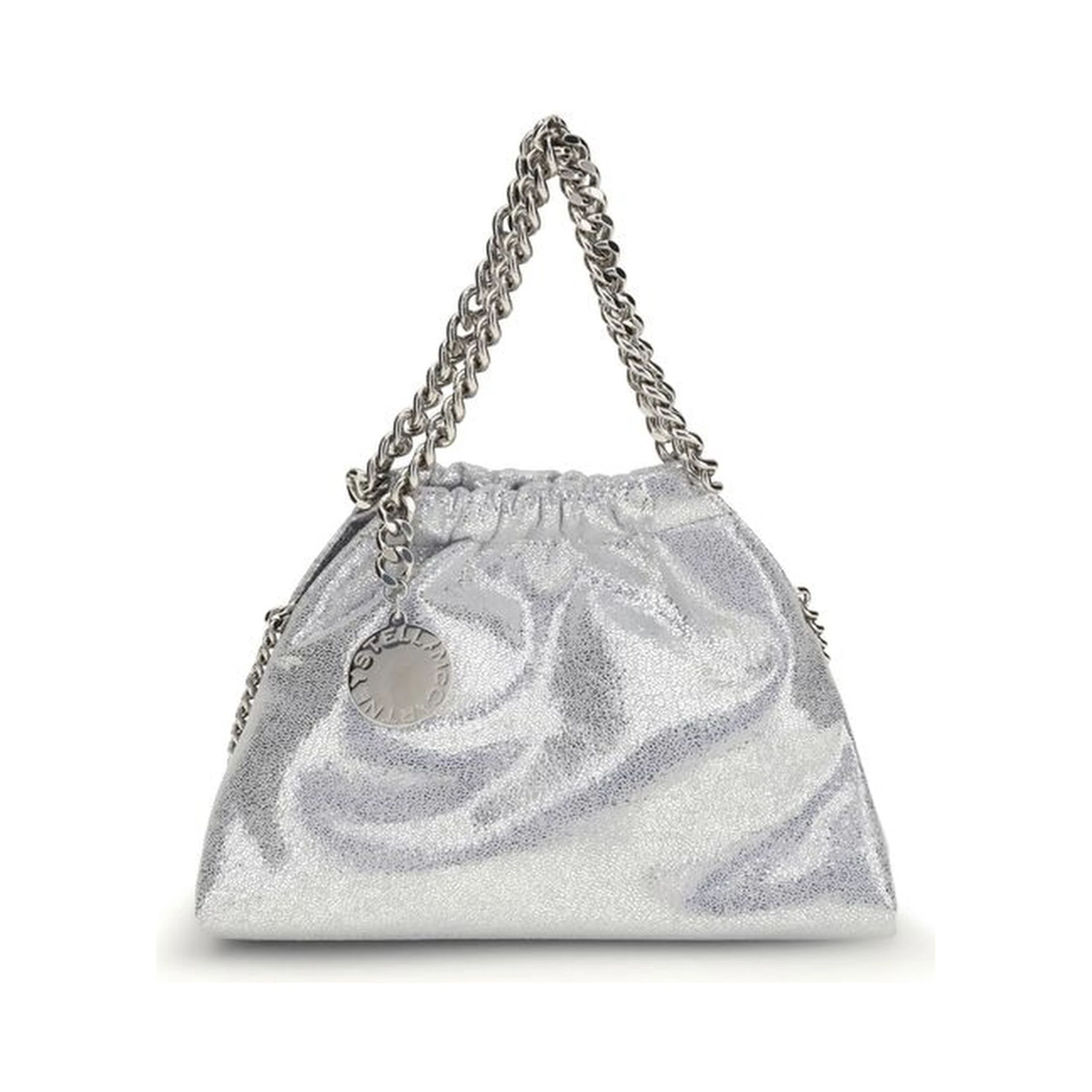 Silver Polyester Shoulder Bag