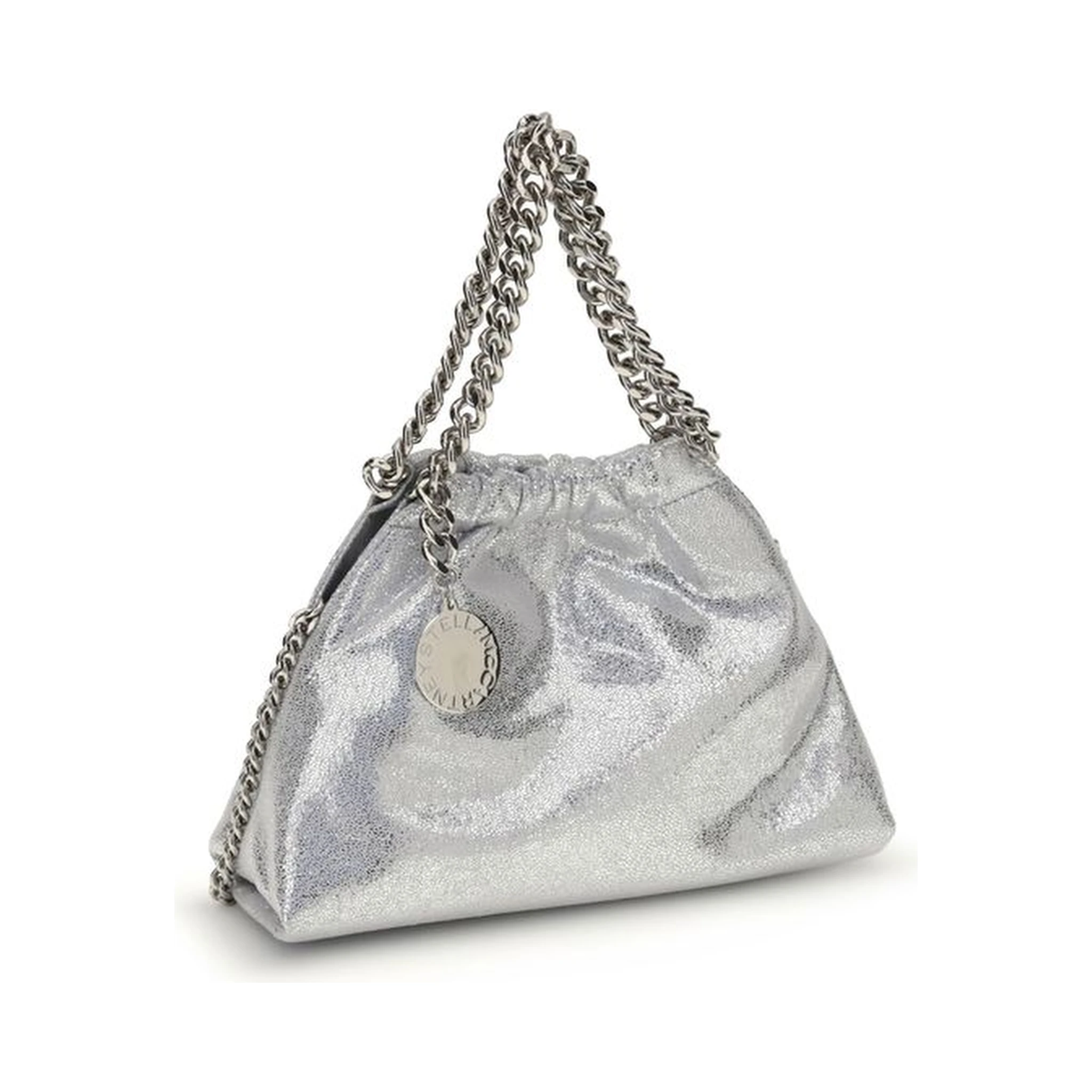 Silver Polyester Shoulder Bag