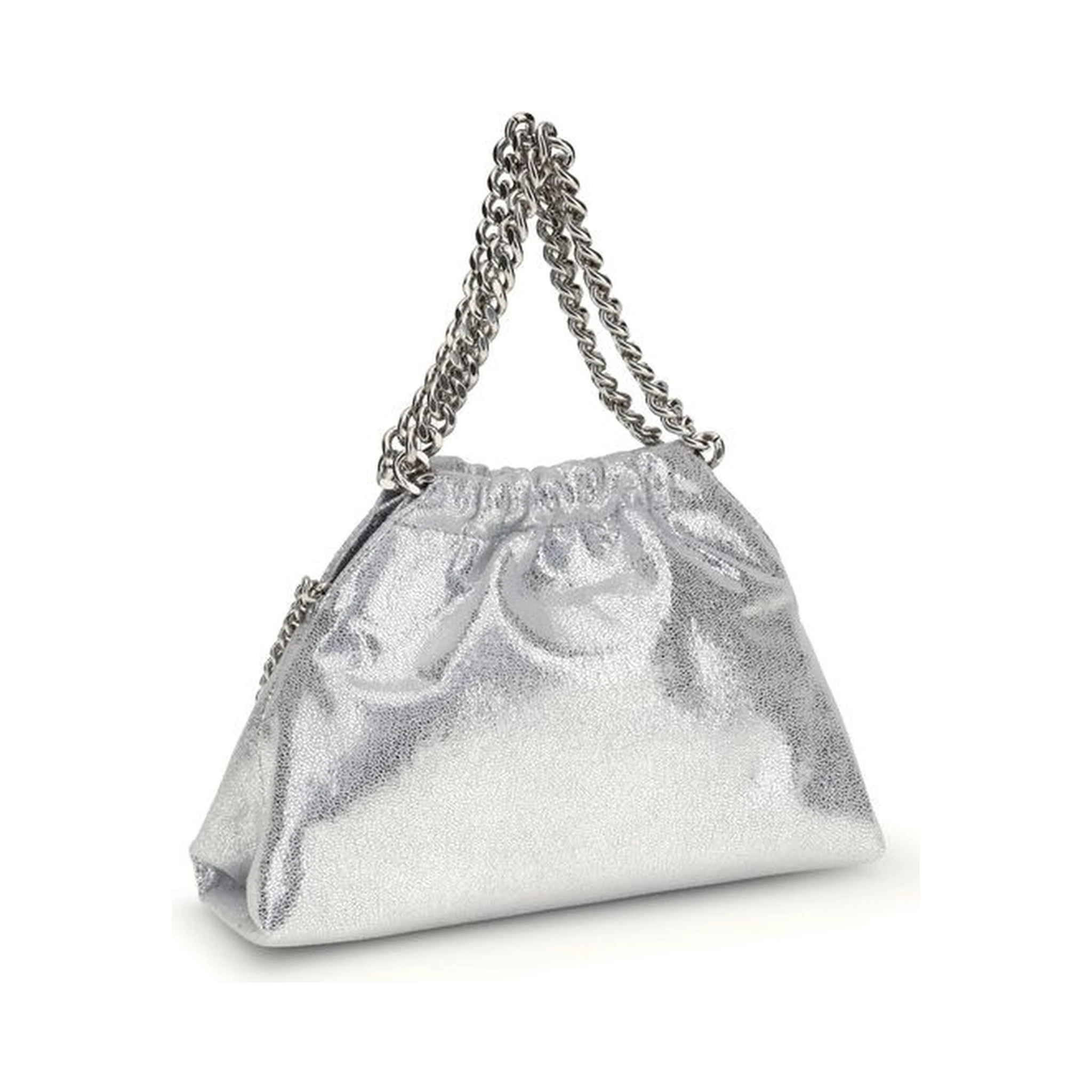 Silver Polyester Shoulder Bag