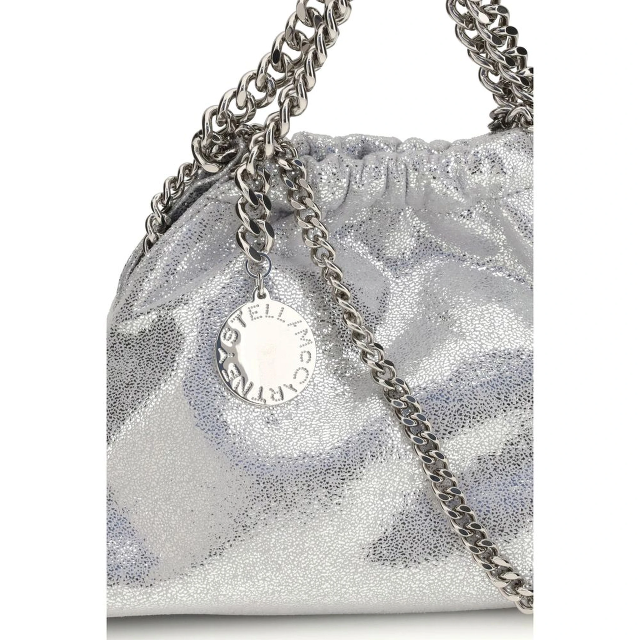 Silver Polyester Shoulder Bag