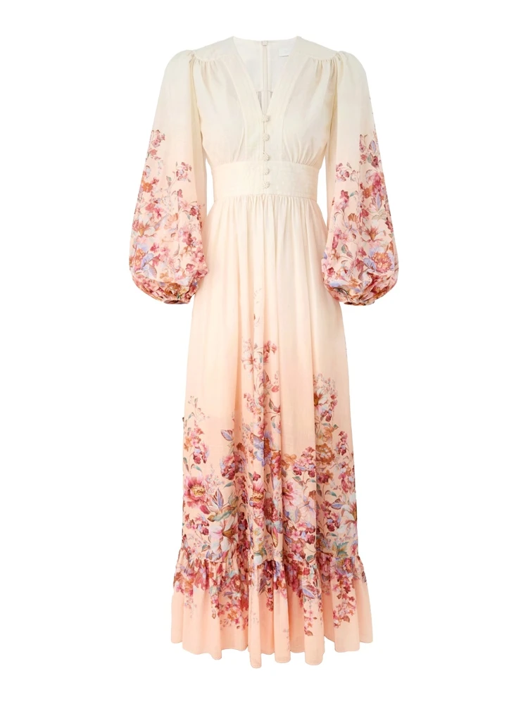 V-NECK LONG DRESS
