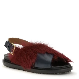 Multicolor Calf Leather Bos Taurus Flat Sandals