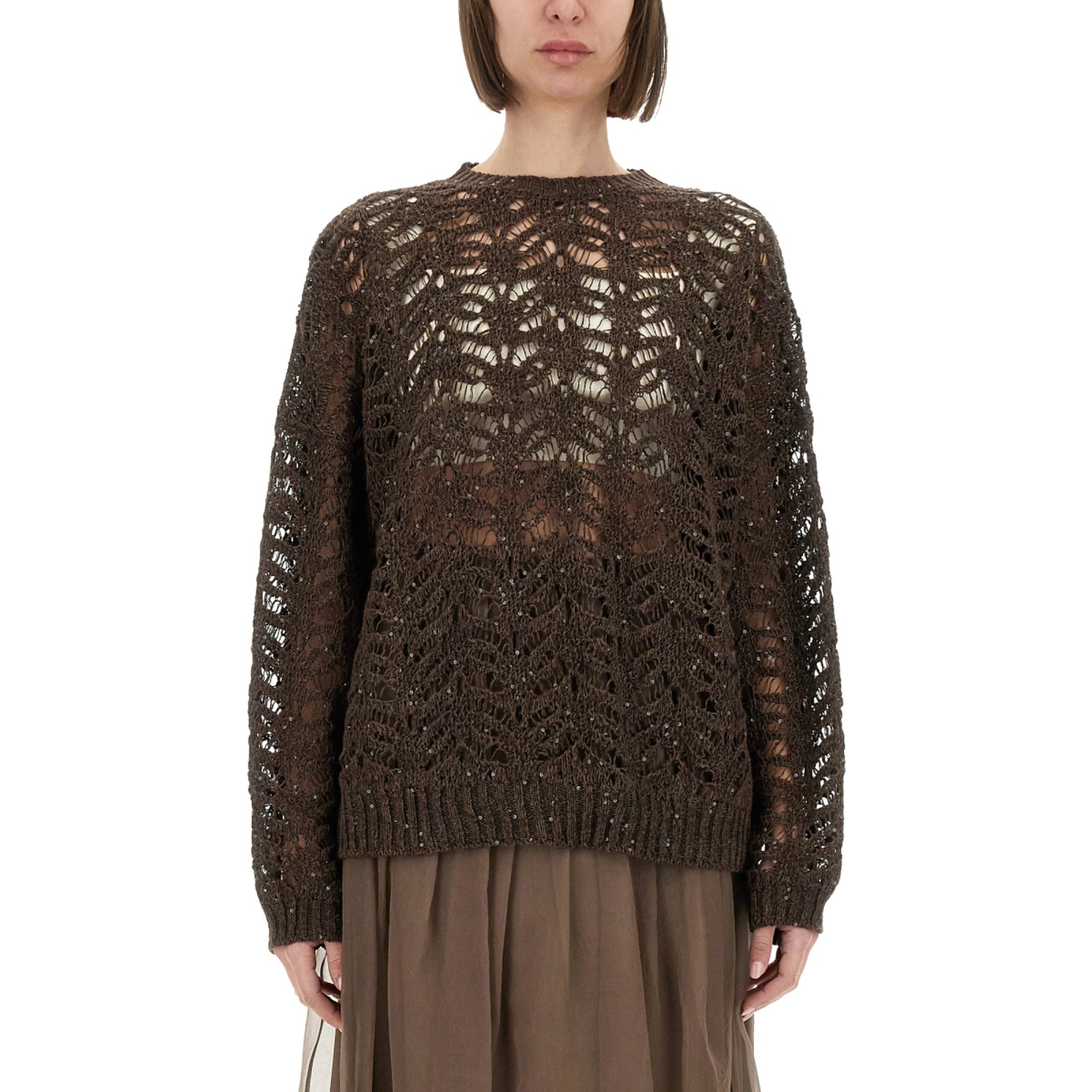 FOLIAGE LACE LINEN AND SILK DIAMOND KNIT