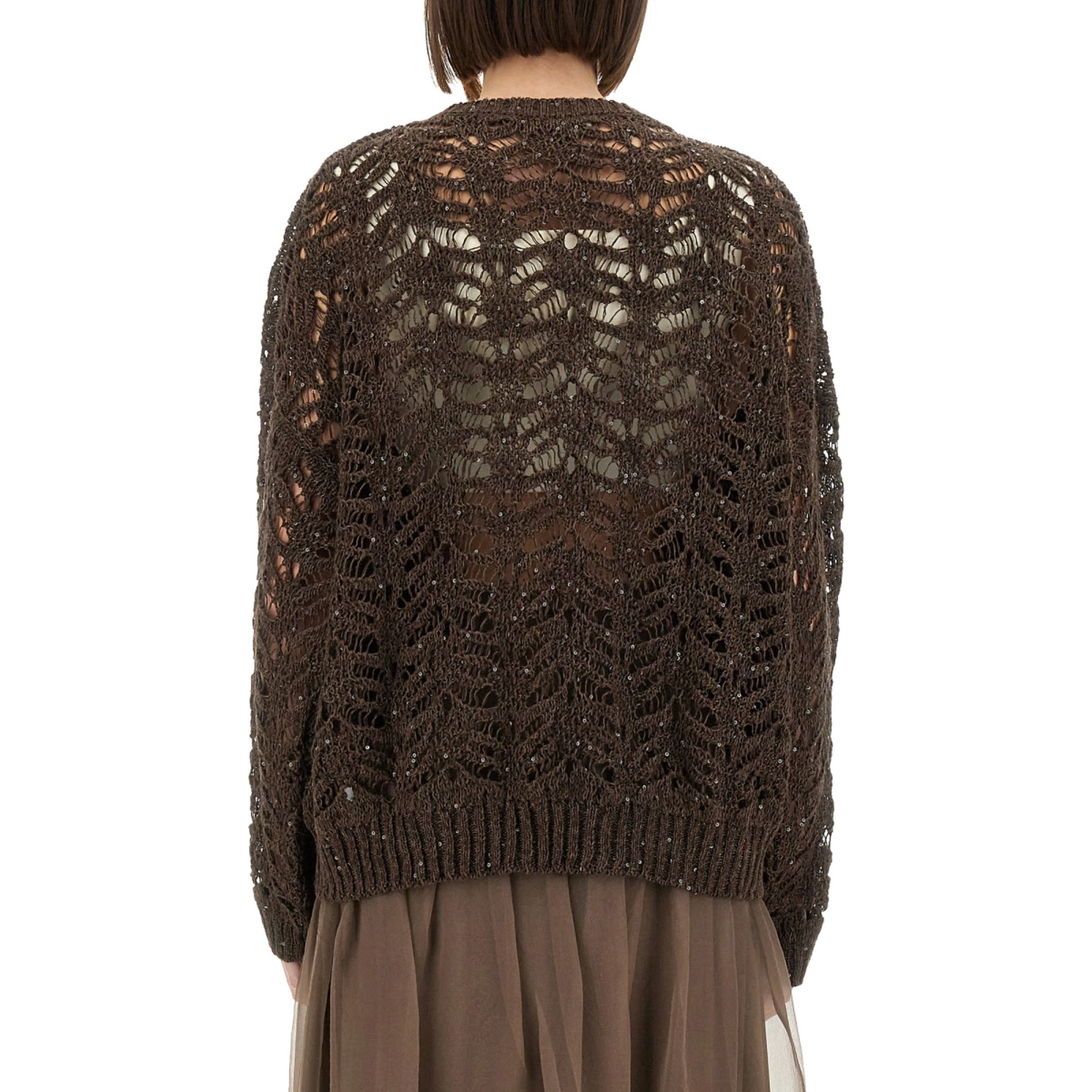 FOLIAGE LACE LINEN AND SILK DIAMOND KNIT