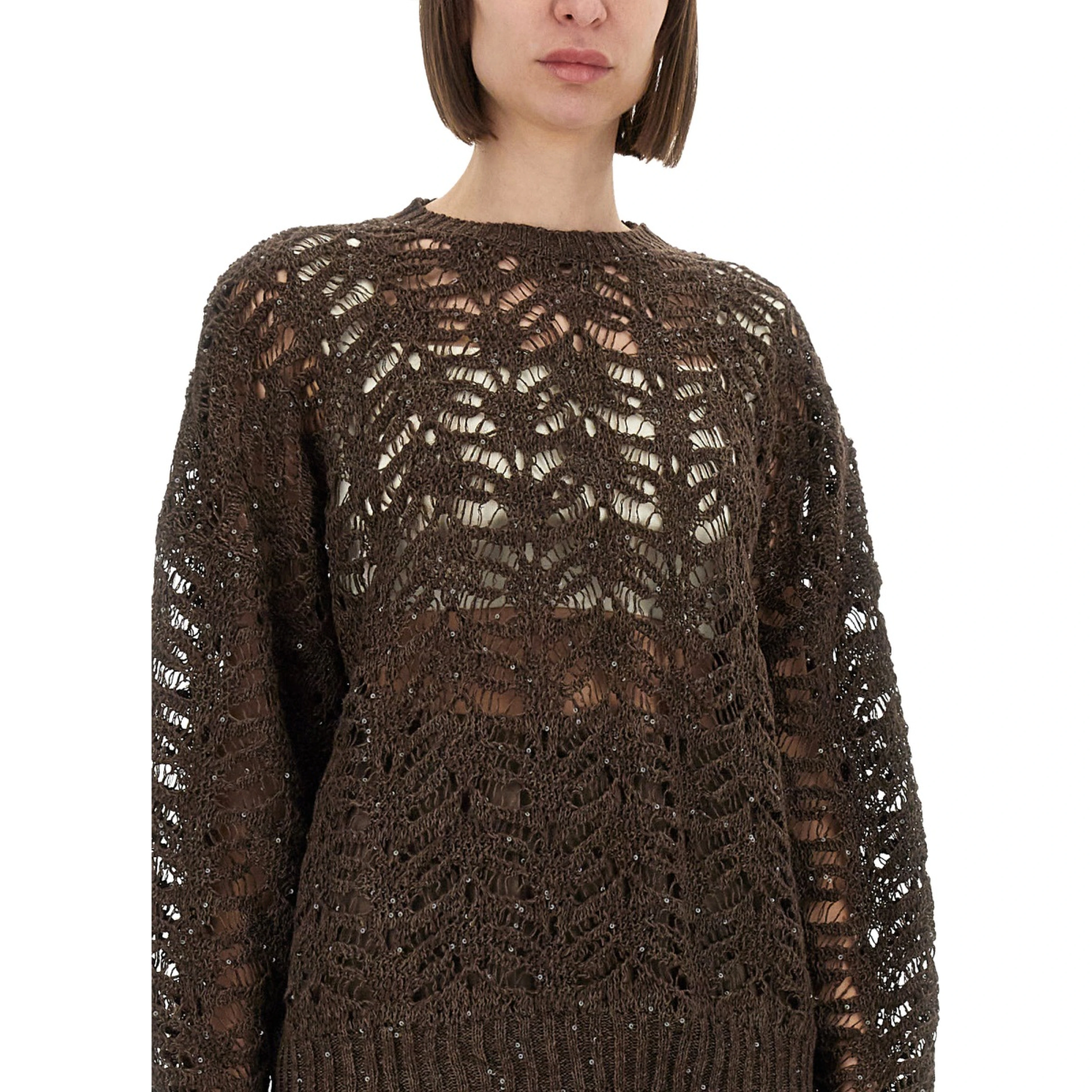 FOLIAGE LACE LINEN AND SILK DIAMOND KNIT