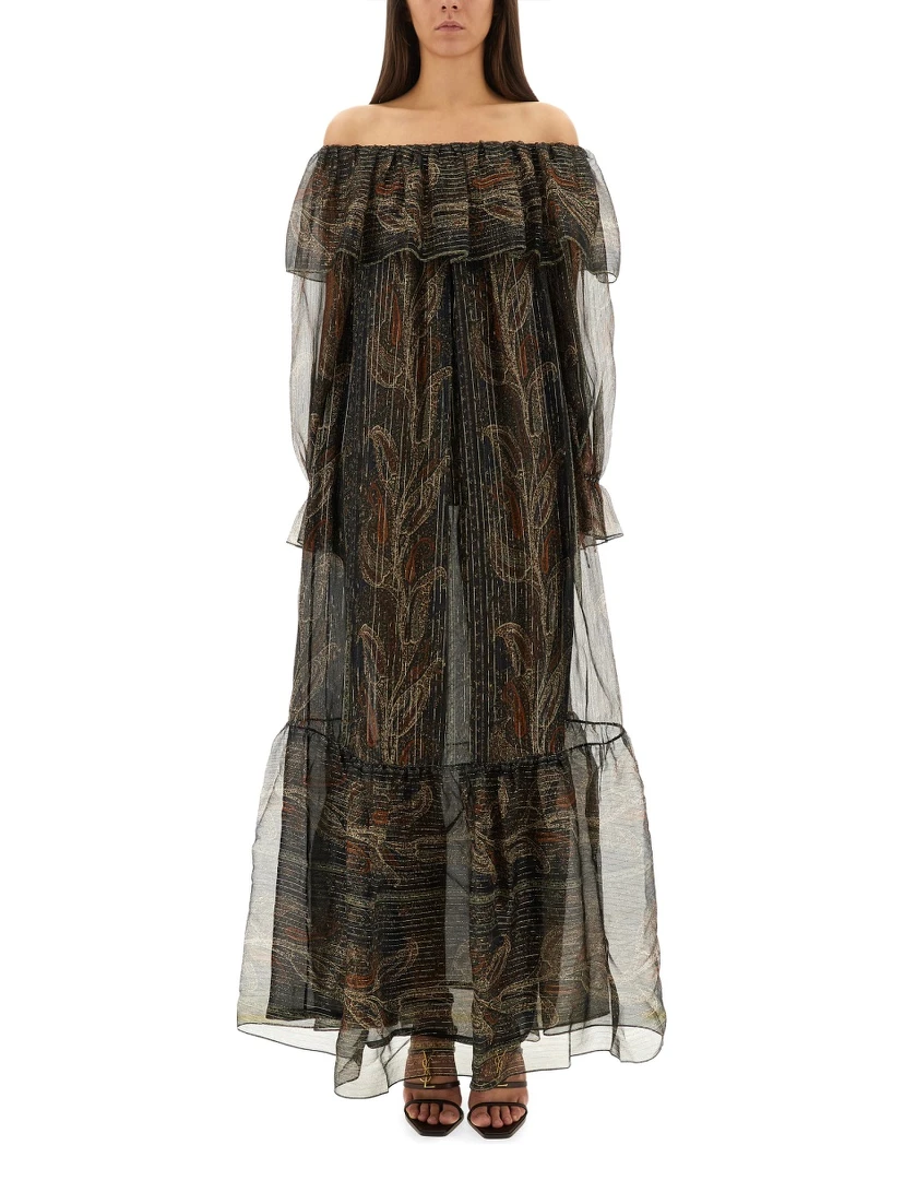 SILK LUREX CREPONNE DRESS