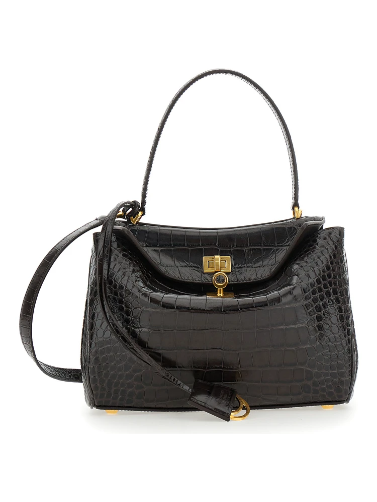 Rodeo Brown Small Handbag with Detachable Key Holder in Leather Woman