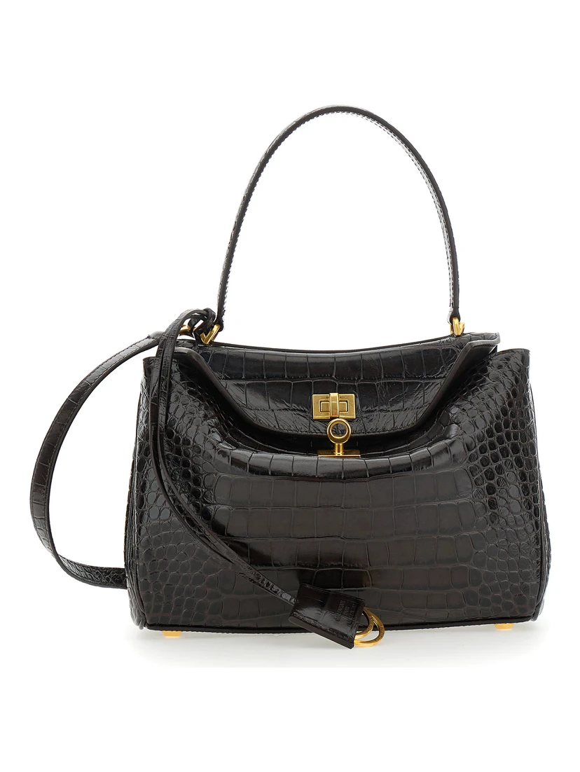 Rodeo Brown Small Handbag with Detachable Key Holder in Leather Woman