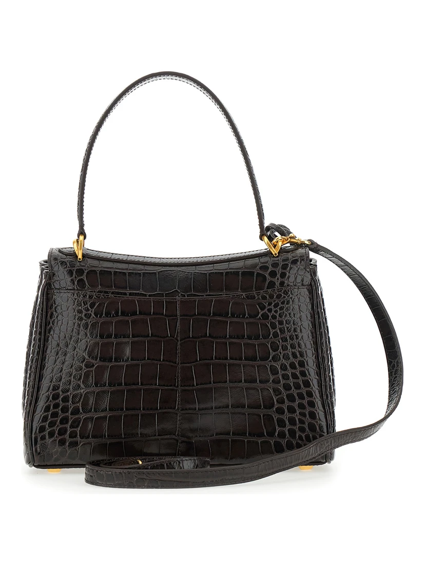 Rodeo Brown Small Handbag with Detachable Key Holder in Leather Woman