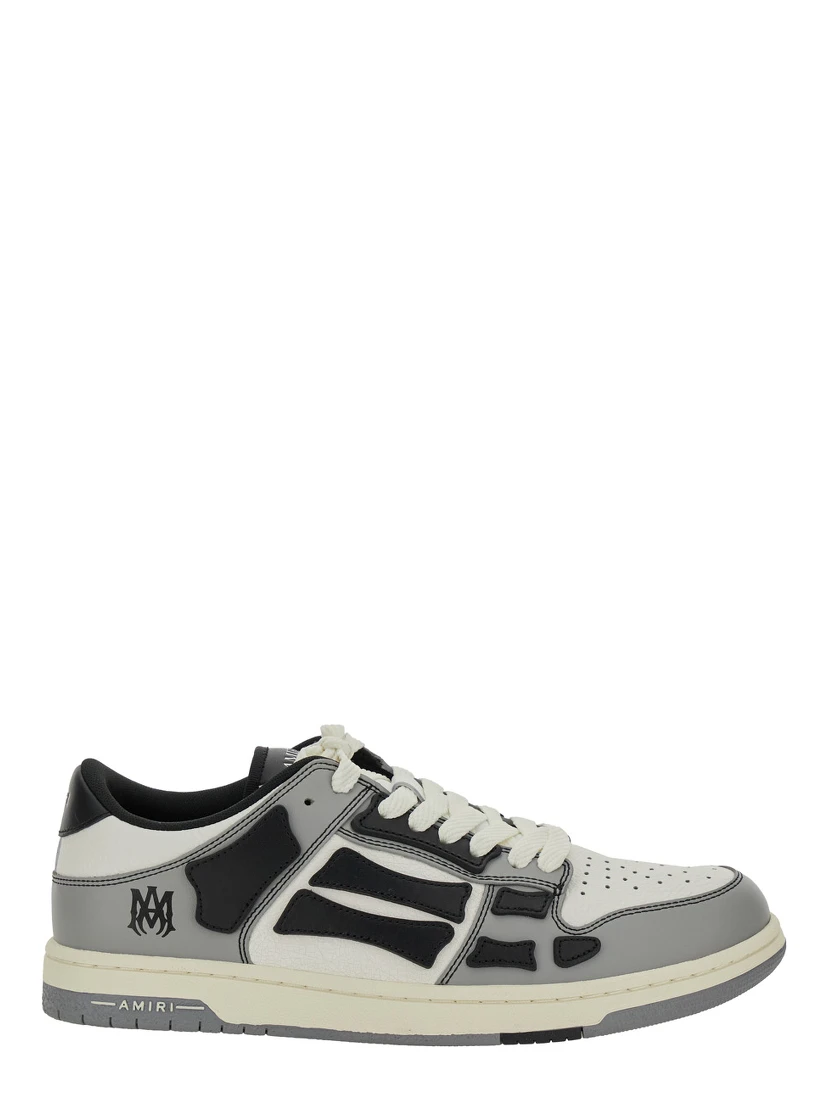 Skel Top Low Grey Sneakers with Logo Patch on theTongue and Contrasting Details on the Side in Leather Man