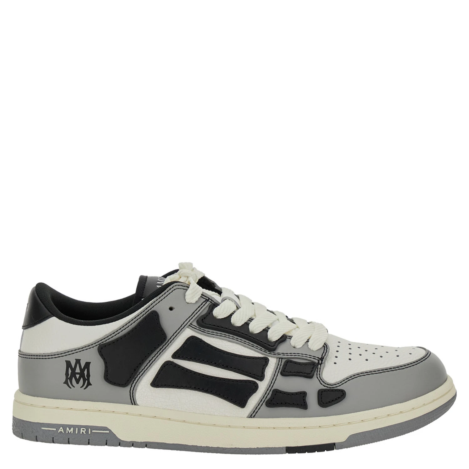 Skel Top Low Grey Sneakers with Logo Patch on theTongue and Contrasting Details on the Side in Leather Man